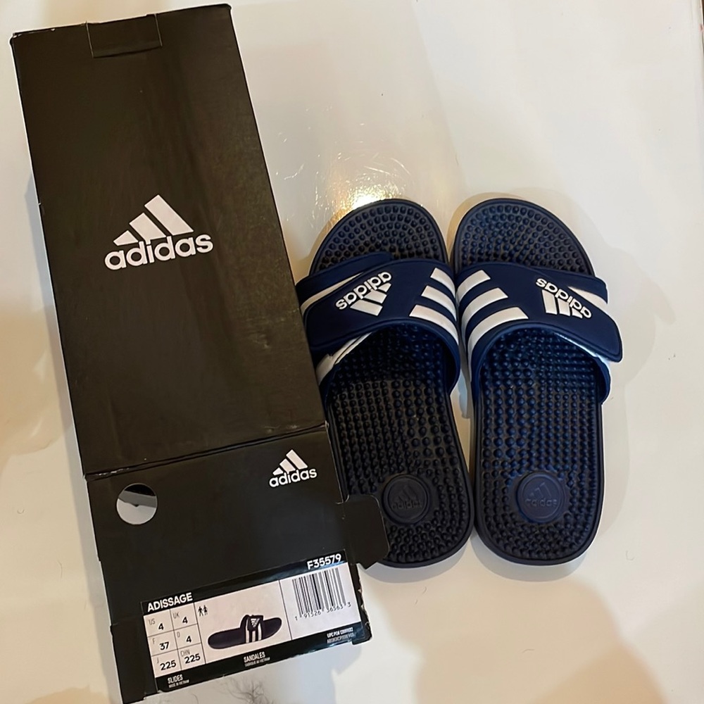 Brand New Dark Blue Adissage Slides by Adidas; Sandals Massage Sandal